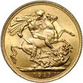 Монета 1 соверен (фунт) 1911 Великобритания слаб CPRC MS 63