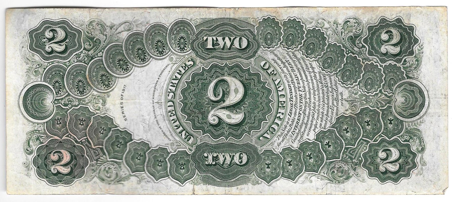 Банкнота 2 доллара 1917 США