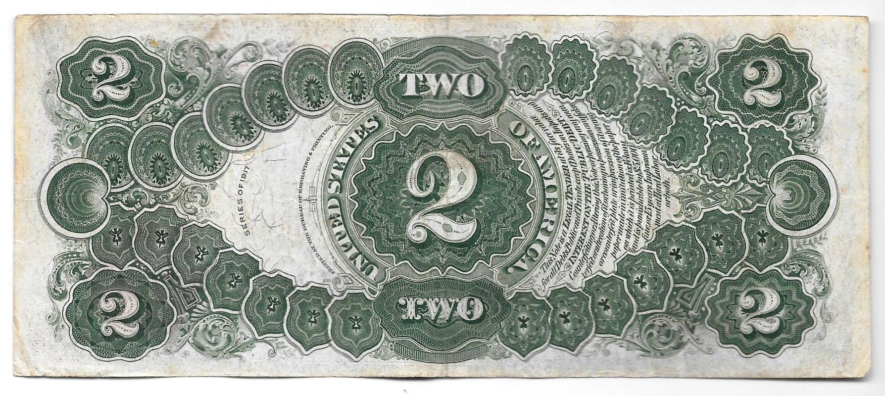 Банкнота 2 доллара 1917 США