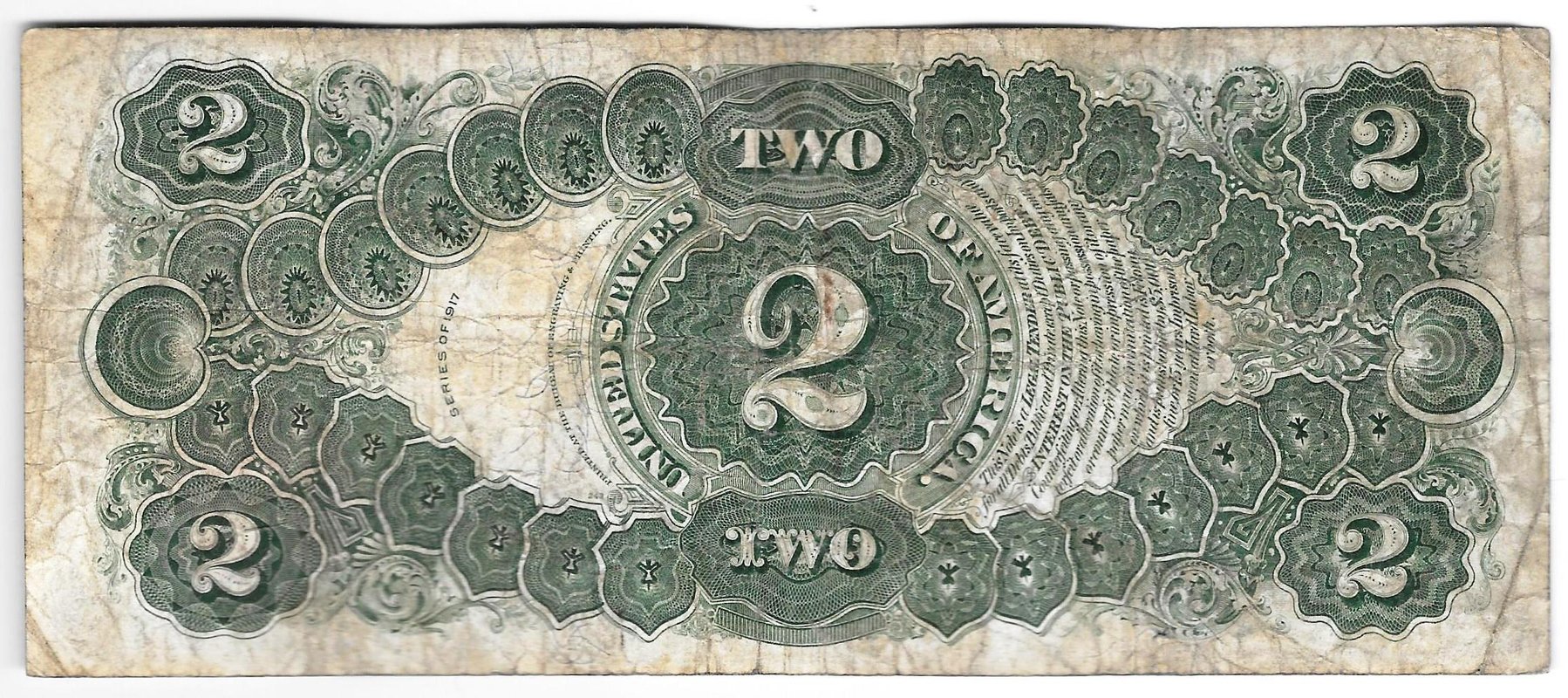 Банкнота 2 доллара 1917 США