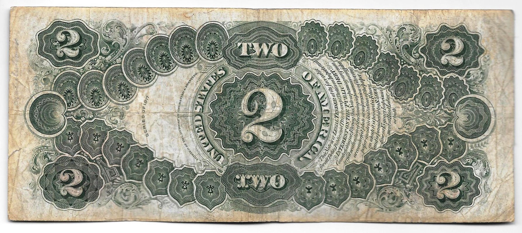 Банкнота 2 доллара 1917 США