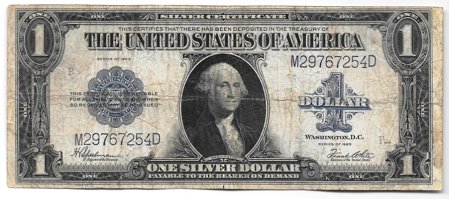 Банкнота 1 доллар 1923 Серебряный сертификат США 