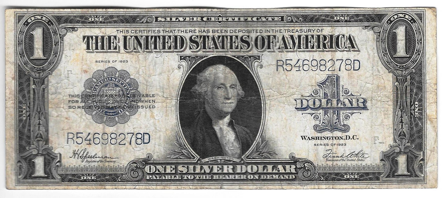 Банкнота 1 доллар 1923 Серебряный сертификат США 