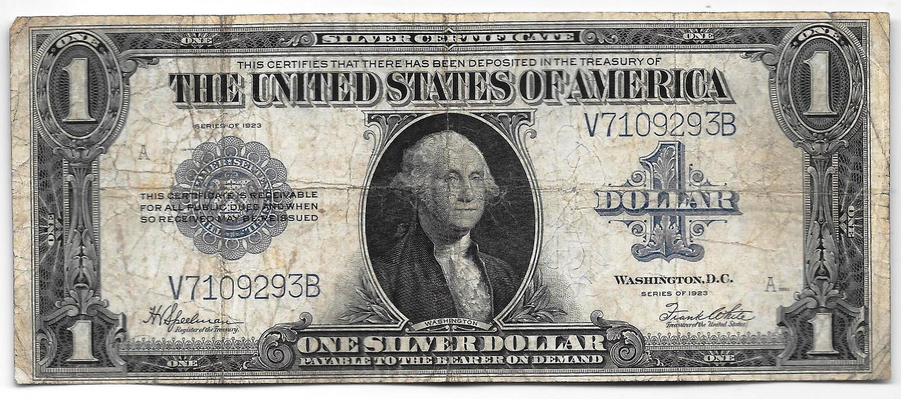 Банкнота 1 доллар 1923 Серебряный сертификат США 