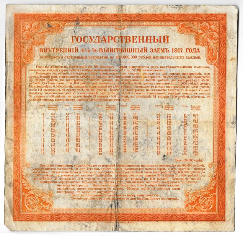 Билет 200 рублей 1917 2 разряд Государственный внутренний выигрышный заем Иркутское ОГБ