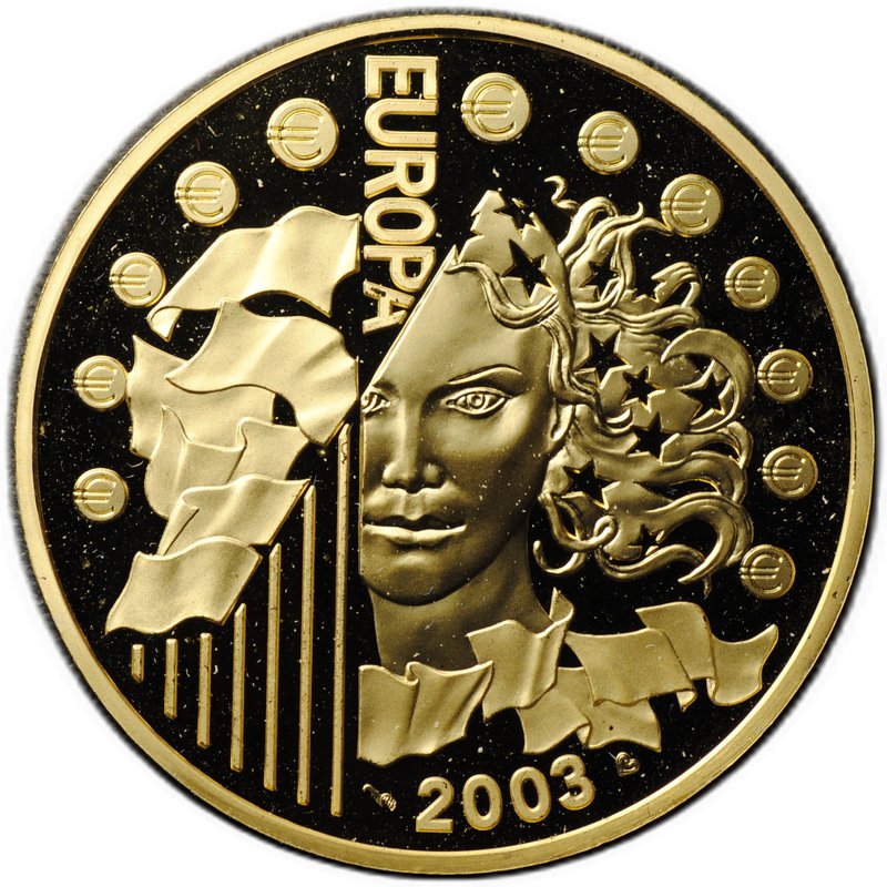 Монета 50 евро 2003 1-я Годовщина введения Евро Франция