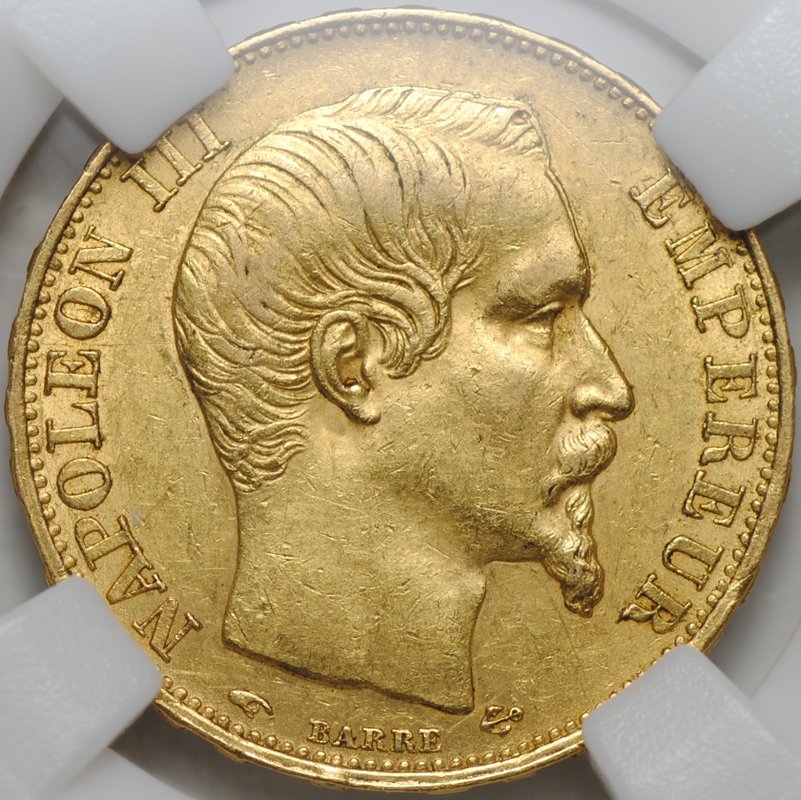 Монета 20 франков 1856 A Франция слаб ННР AU 55