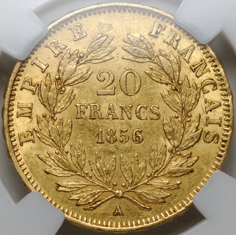 Монета 20 франков 1856 A Франция слаб ННР AU 55