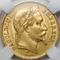 Монета 20 франков 1867 BB Франция слаб ННР AU 58