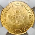 Монета 10 марок 1882 S Русская Финляндия слаб ННР MS 64