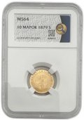Монета 10 марок 1879 S Русская Финляндия слаб ННР MS 64