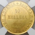 Монета 10 марок 1881 S Русская Финляндия слаб NGC BUNC