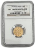 Монета 10 марок 1881 S Русская Финляндия слаб NGC BUNC