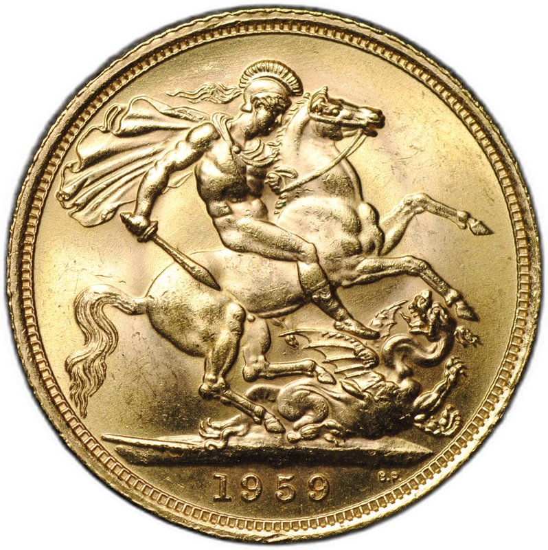 Монета 1 соверен (фунт) 1959 Великобритания