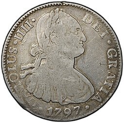 фото для Монета 8 реалов 1797 Mo Мексика Аверс