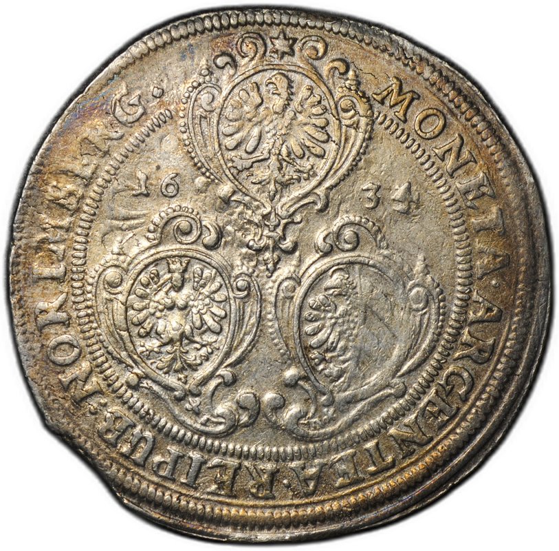 Монета 1 талер 1634 Фердинанд II Свободный город Нюрнберг Германия
