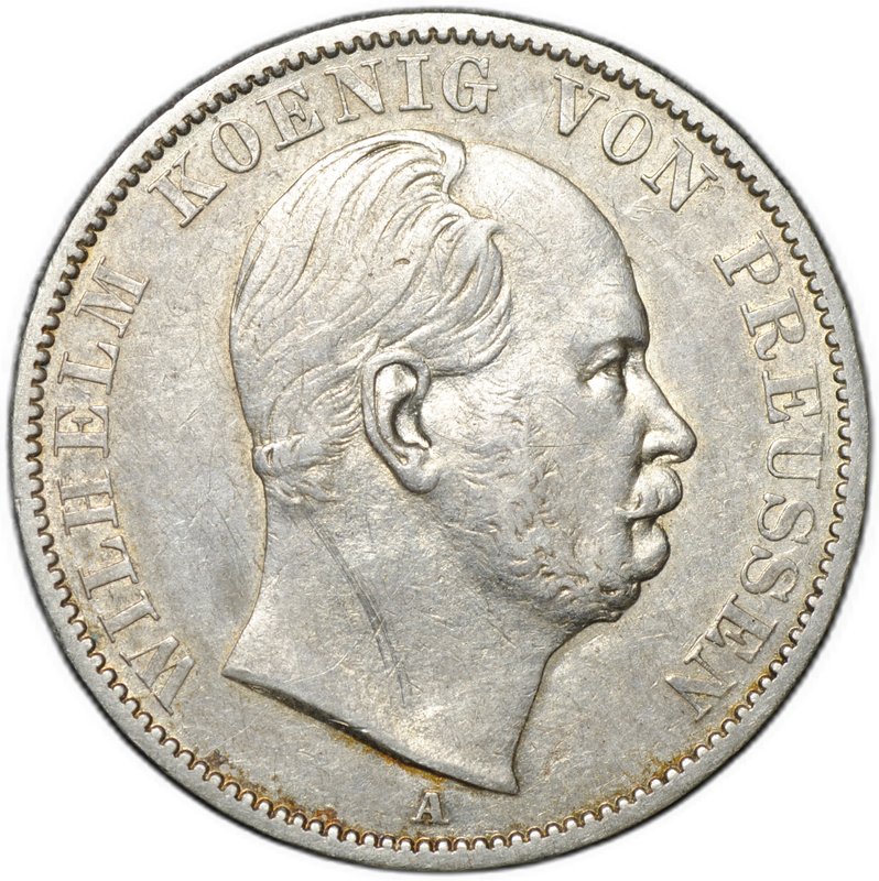 Монета 1 союзный талер 1865 A Пруссия Германия
