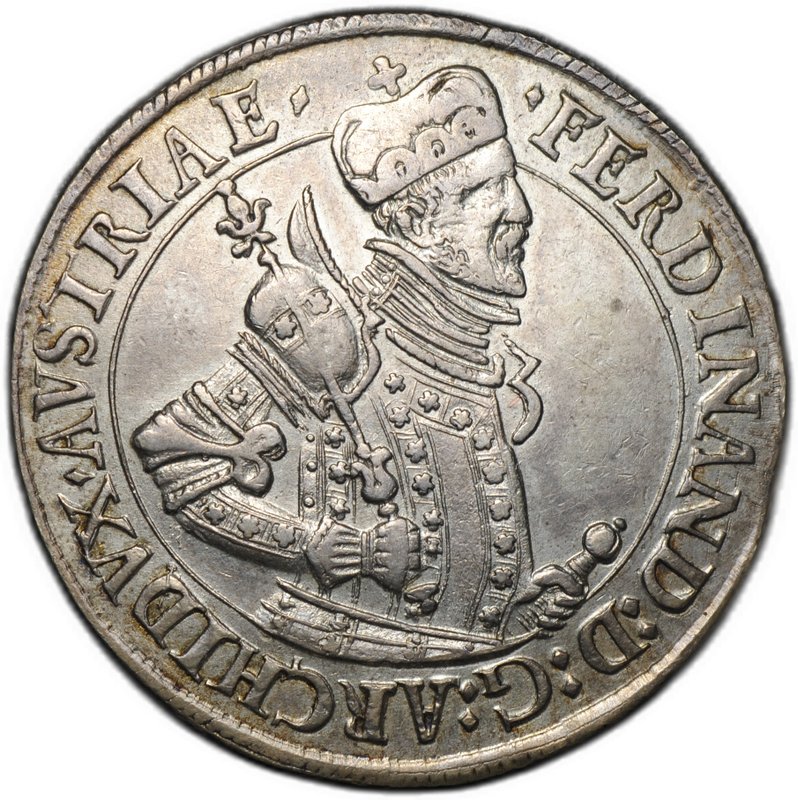 Монета 1 талер 1577-1595 FERDINAND AVSTRIAE Халль Фердинанд II Тироль Австрия