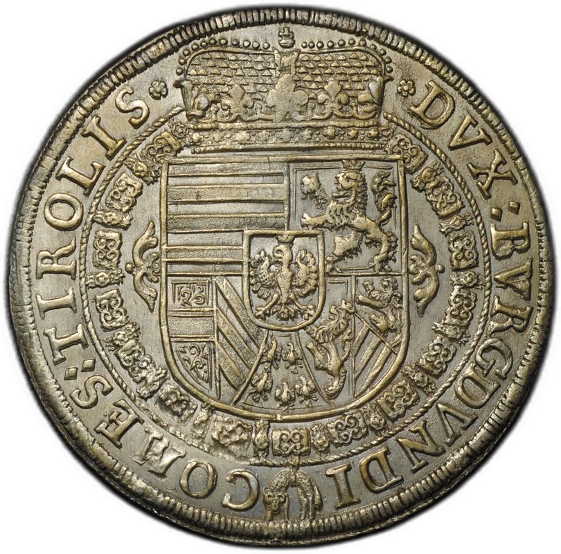 Монета 1 талер 1632 Леопольд V Тироль Австрия слаб ННР AU 58