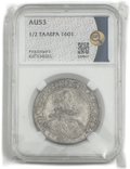 Монета 1/2 талера 1601 Рудольф II Куттенберг Богемия слаб ННР AU 53