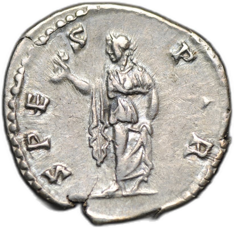 Монета Денарий 137-138 Адриан Спес Римская Империя