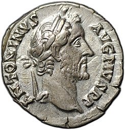 фото для Монета Денарий 146 Антонин Пий Рукопожатие Римская Империя Аверс