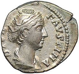 фото для Монета Денарий 140-141 Фаустина I Старшая Веста Римская Империя Аверс