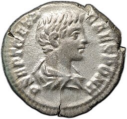 фото для Монета Денарий 205 Гета у треножника Римская Империя Аверс