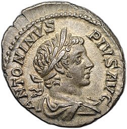 фото для Монета Денарий 205 Каракалла Сол Римская Империя Аверс