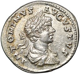 фото для Монета Денарий 200-201 Каракалла Сол поднимает женщину Римская Империя Аверс