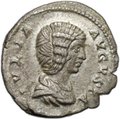 Монета Денарий 196-202 Юлия Домна Исида с младенцем Гором Римская Империя