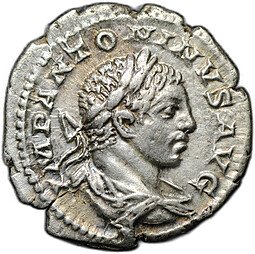 фото для Монета Денарий 219-220 Элагабал Рома на троне Римская Империя Аверс
