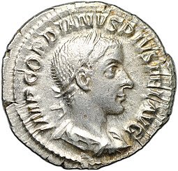 фото для Монета Денарий 241-243 Гордиан III Геракл Римская империя Аверс
