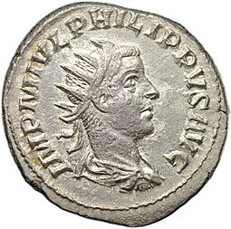 фото для Монета Антониниан 244-249 Филипп I Араб Эквитас с рогом изобилия Римская Империя Аверс
