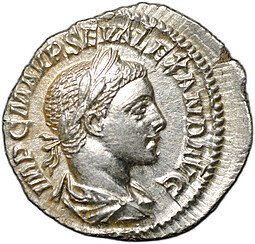 фото для Монета Денарий 223 Александр Север Юпитер Римская Империя Аверс