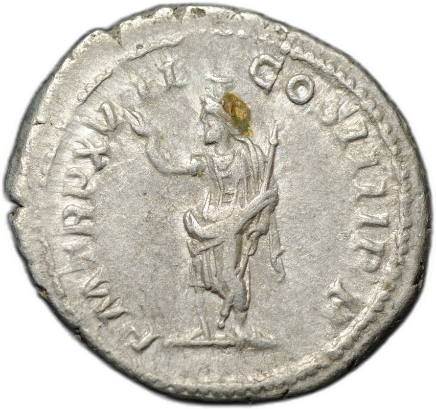 Монета Денарий 214 Каракалла Серапис Римская Империя