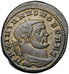 фото для Монета Фоллис 294-297 Галерий Гений с Рогом изобилия Q Александрия Римская Империя Аверс