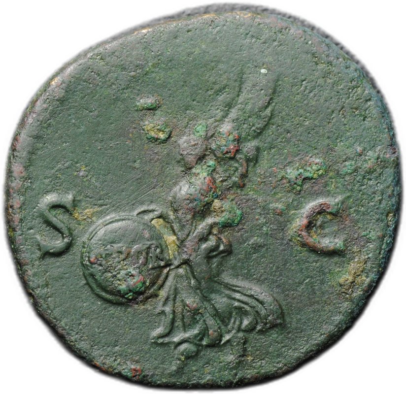Монета Асс 65-66 Нерон Виктория SPQR Римская Империя