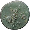 Монета Асс 65-66 Нерон Виктория SPQR Римская Империя