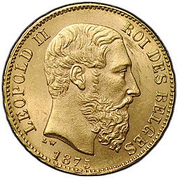 фото для Монета 20 франков 1875 Бельгия Аверс