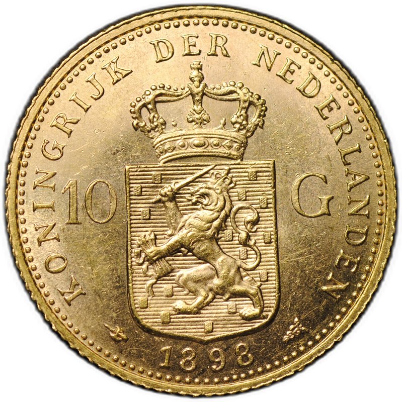 Монета 10 гульденов 1898 Нидерланды