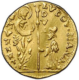 фото для Монета 1 цехин (дукат) 1789-1797 Людовико Манин Венеция Аверс