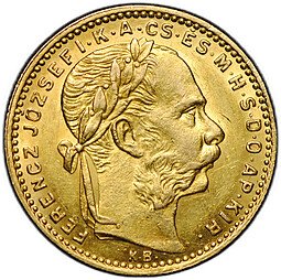 фото для Монета 20 франков - 8 форинтов 1886 Венгрия Аверс