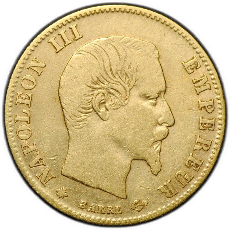 Монета 5 франков 1860 А золото Франция