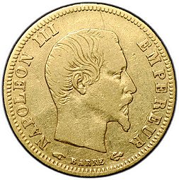 фото для Монета 5 франков 1857 А золото Франция Аверс