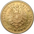 Монета 10 марок 1878 D Бавария Германская империя