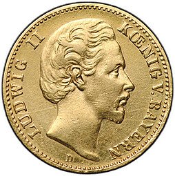 фото для Монета 10 марок 1878 D Бавария Германская империя Аверс