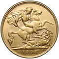 Монета 1/2 соверена (фунта) 1908 Великобритания