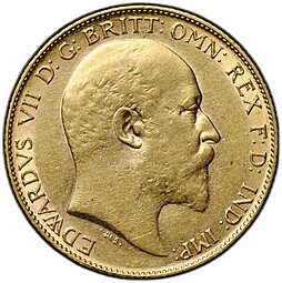 фото для Монета 1/2 соверена (фунта) 1908 Великобритания Аверс