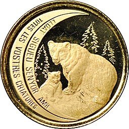 фото для Монета 5 динар (динеров) 1996 Бурый медведь Андорра Аверс